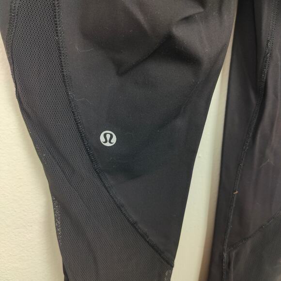 Lululemon Crop Leggings‎ Womens 4 Black Mesh Activewear Running Gym Yoga - Picture 5 of 7